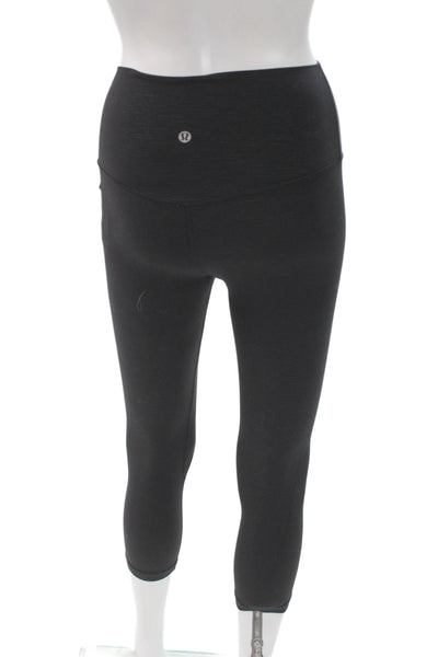 Lululemon Womens Black Flecked Nylon Capri Leggings Athleisure Size 4