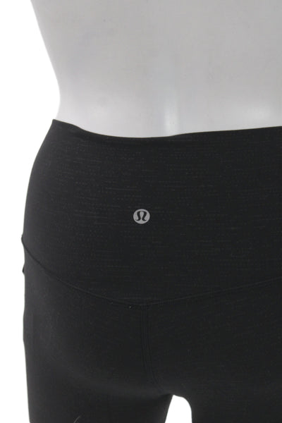 Lululemon Womens Black Flecked Nylon Capri Leggings Athleisure Size 4