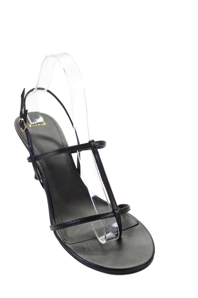 MNG Womens Leather Thong Slingbacks Sandal Heels Black Size 39 9