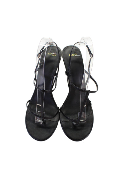 MNG Womens Leather Thong Slingbacks Sandal Heels Black Size 39 9