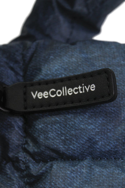 Vee Collective Womens Puffer Flap Closure Crossbody Shoulder Handbag Blue