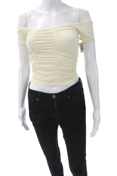 Intimately Free People Womens Cropped Ivory Off Shoulder Blouse Size XS