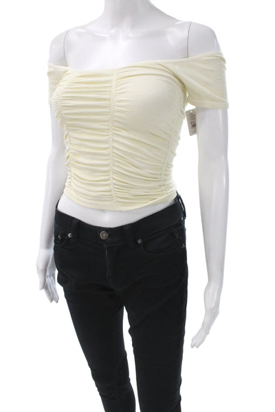 Intimately Free People Womens Cropped Ivory Off Shoulder Blouse Size XS