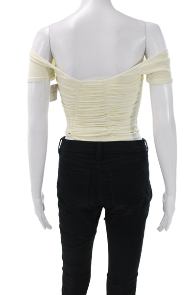 Intimately Free People Womens Cropped Ivory Off Shoulder Blouse Size XS