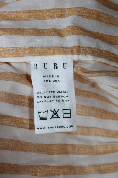 Buru Womens Orange Striped Cotton Maxi Skirt Zip Closure Size XS