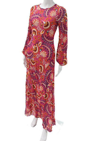 Eywasouls Malibu Women Maxi Dress Multicolor Paisley Long Sleeve Size S