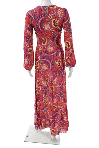 Eywasouls Malibu Women Maxi Dress Multicolor Paisley Long Sleeve Size S