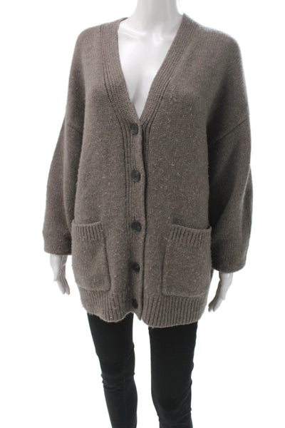 COS Womens Brown V-Neck Wool Cardigan Long Sleeve Casual Size M