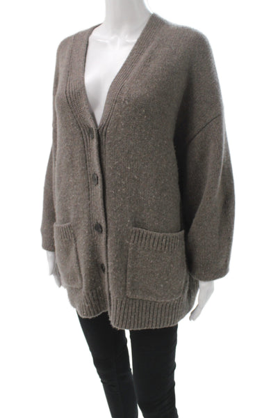 COS Womens Brown V-Neck Wool Cardigan Long Sleeve Casual Size M