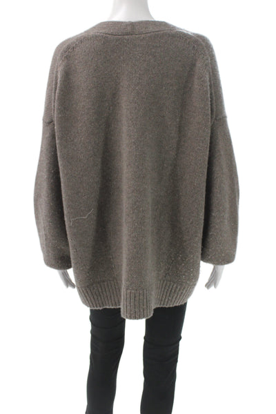 COS Womens Brown V-Neck Wool Cardigan Long Sleeve Casual Size M