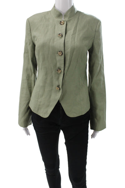 Hill House Women Basic Jacket Green Linen Button Long Sleeve Size S