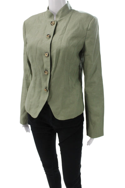 Hill House Women Basic Jacket Green Linen Button Long Sleeve Size S