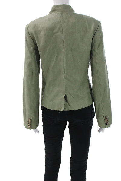 Hill House Women Basic Jacket Green Linen Button Long Sleeve Size S