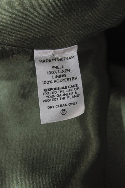 Hill House Women Basic Jacket Green Linen Button Long Sleeve Size S