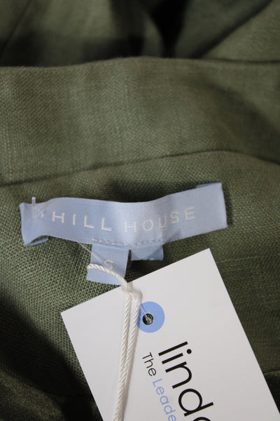 Hill House Women Basic Jacket Green Linen Button Long Sleeve Size S