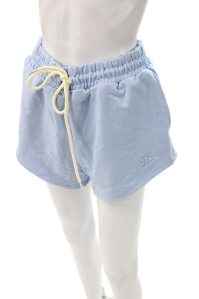 Eleven Eleven Women Sweat Shorts Blue Drawstring Cotton Size S