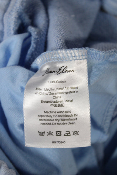 Eleven Eleven Women Sweat Shorts Blue Drawstring Cotton Size S