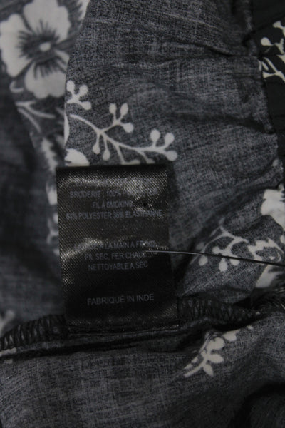Sea New York Women Cropped Floral Black High Neck 3/4 Sleeve Blouse Size L