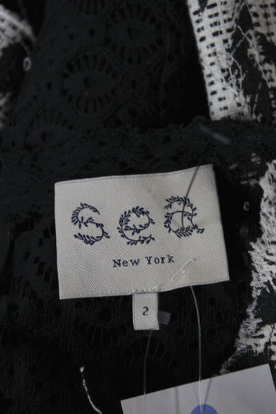 Sea New York Women Cropped Animal Print 3/4 Sleeve Blouse Size 2