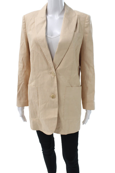 Zimmermann Womens Collared Double Button Belted Blazer Beige Size 0