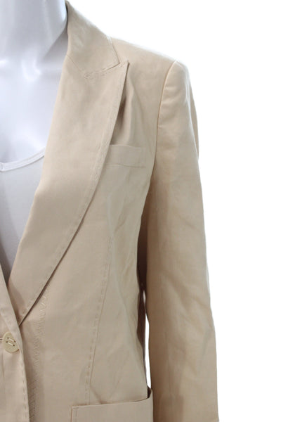 Zimmermann Womens Collared Double Button Belted Blazer Beige Size 0