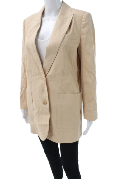 Zimmermann Womens Collared Double Button Belted Blazer Beige Size 0