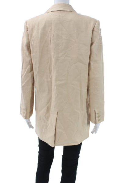 Zimmermann Womens Collared Double Button Belted Blazer Beige Size 0