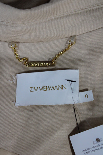 Zimmermann Womens Collared Double Button Belted Blazer Beige Size 0