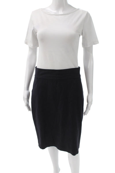 Elie Tahari Women Straight Pencil Skirt Black Cotton Zip Knee Length Size 8