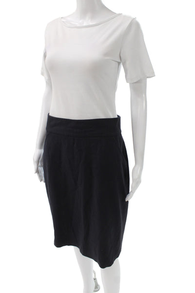 Elie Tahari Women Straight Pencil Skirt Black Cotton Zip Knee Length Size 8