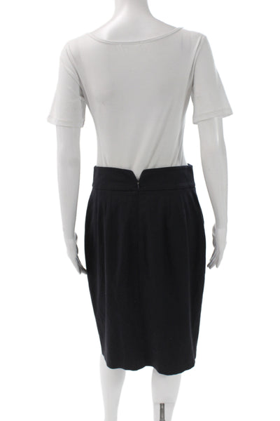 Elie Tahari Women Straight Pencil Skirt Black Cotton Zip Knee Length Size 8