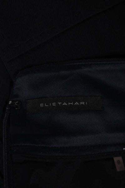 Elie Tahari Women Straight Pencil Skirt Black Cotton Zip Knee Length Size 8