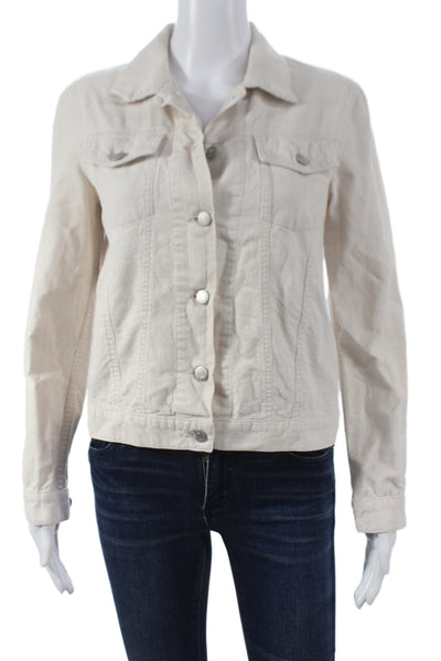 Helmut Lang Women Basic Jacket Beige Cotton Long Sleeve Button Size M