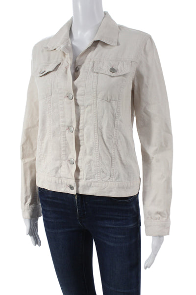 Helmut Lang Women Basic Jacket Beige Cotton Long Sleeve Button Size M