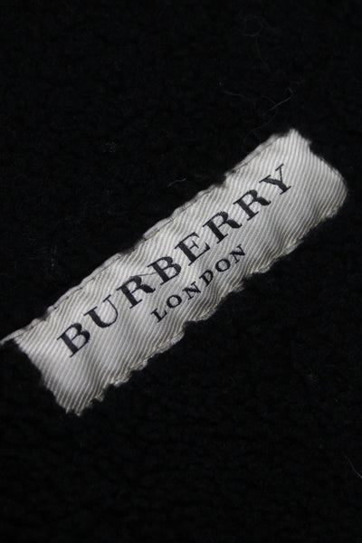 Burberry Womens Biker Jacket Black Shearling Zip Size 4