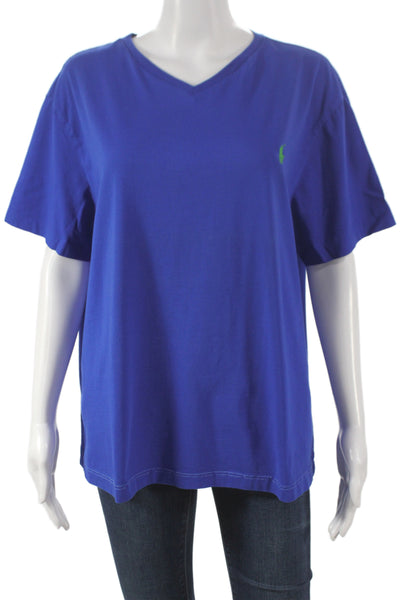 Polo Ralph Lauren Mens Blue V-Neck Basic Cotton T-Shirt Short Sleeve Size L