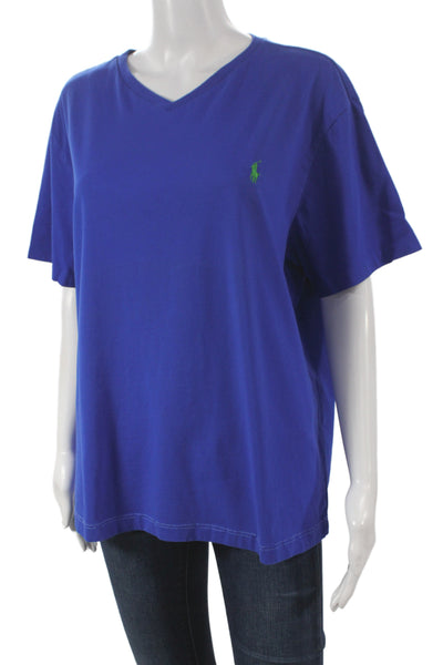 Polo Ralph Lauren Mens Blue V-Neck Basic Cotton T-Shirt Short Sleeve Size L