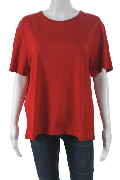 Polo Ralph Lauren Women Basic Red Crew Neck Short Sleeve T-Shirt Size L