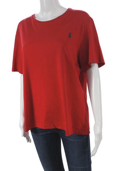 Polo Ralph Lauren Women Basic Red Crew Neck Short Sleeve T-Shirt Size L