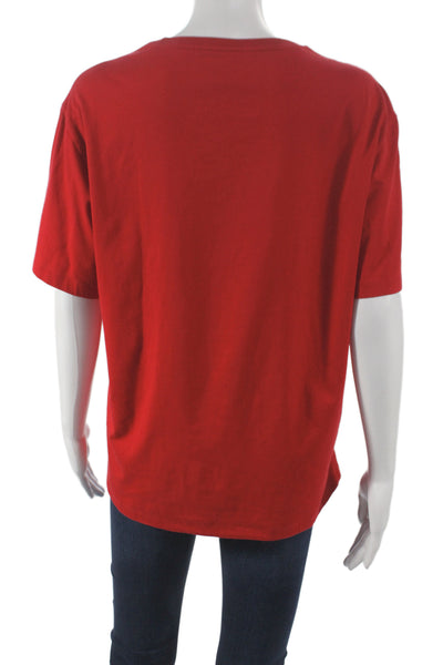 Polo Ralph Lauren Women Basic Red Crew Neck Short Sleeve T-Shirt Size L