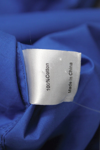 La Ligne Women Collared Blue Cotton Long Sleeve Button-Up Basic Size L