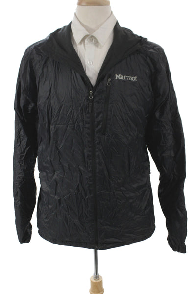 Marmot Mens Windbreaker Black Zip Polyester Outdoor Size L