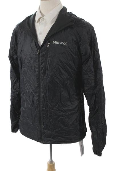 Marmot Mens Windbreaker Black Zip Polyester Outdoor Size L