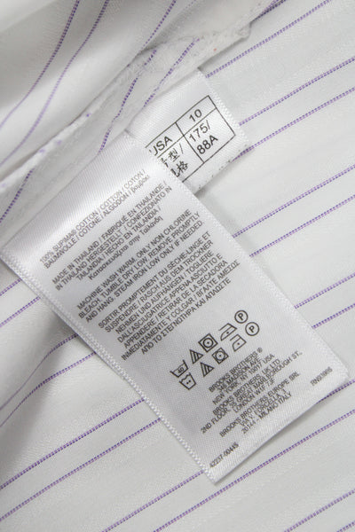 Brooks Brothers Women Striped Collared Button-Up Long Sleeve White Size 10