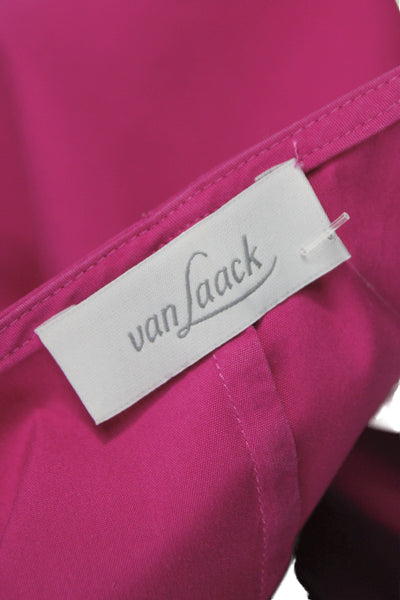 Van Laack Womens Basic V Neck Pink Blouse Zip 3/4 Sleeve Cotton Size 40