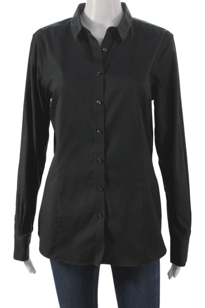 Brooks Brothers Womens Collared Black Button Up Blouse Supima Cotton Size 10