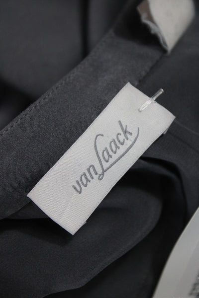 Van Laack Womens Basic Silk High Neck Long Sleeve Blouse Gray Size 40
