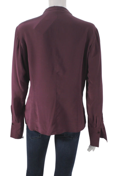 Van Laack Women Purple Silk Collared Button Long Sleeve Blouse Size 40