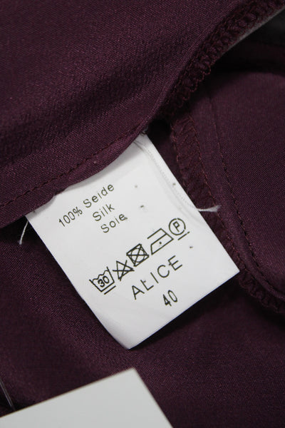 Van Laack Women Purple Silk Collared Button Long Sleeve Blouse Size 40