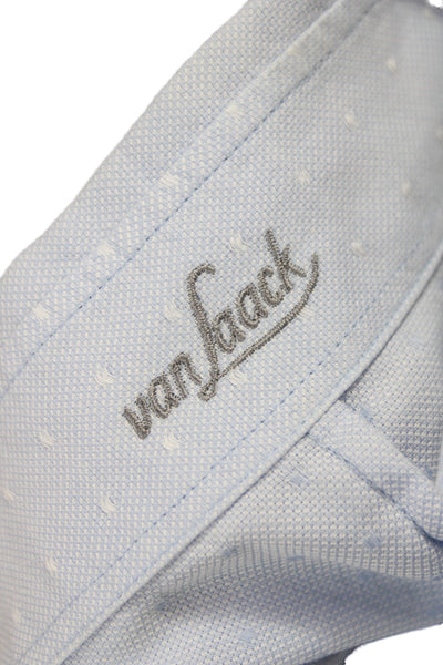 Van Laack Womens Blue Polka Dot Cotton Collared Button Up Long Sleeve Size 40